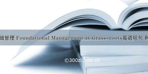 基层基础管理 Foundational Management at Grass-roots英语短句 例句大全