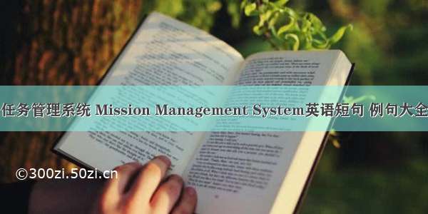 任务管理系统 Mission Management System英语短句 例句大全