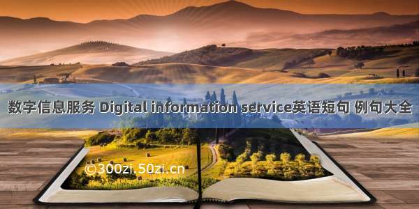 数字信息服务 Digital information service英语短句 例句大全