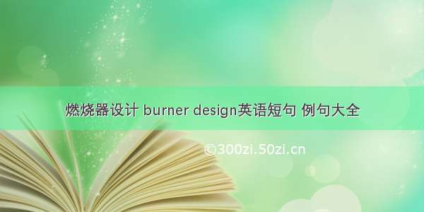 燃烧器设计 burner design英语短句 例句大全