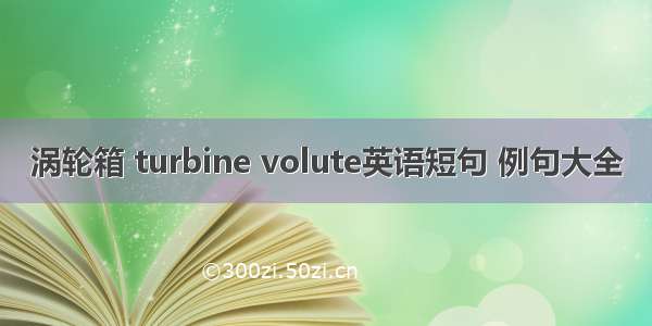 涡轮箱 turbine volute英语短句 例句大全