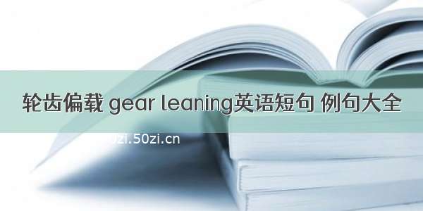 轮齿偏载 gear leaning英语短句 例句大全