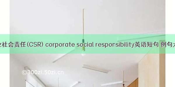 企业社会责任(CSR) corporate social responsibility英语短句 例句大全