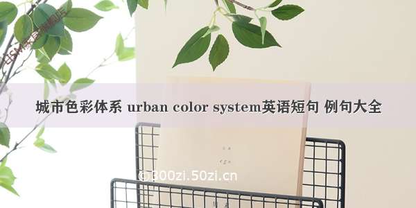 城市色彩体系 urban color system英语短句 例句大全