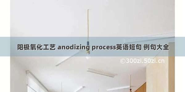 阳极氧化工艺 anodizing process英语短句 例句大全