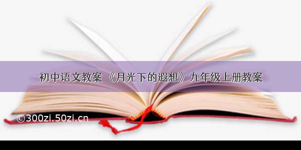 初中语文教案 《月光下的遐想》九年级上册教案
