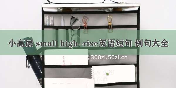 小高层 small high-rise英语短句 例句大全