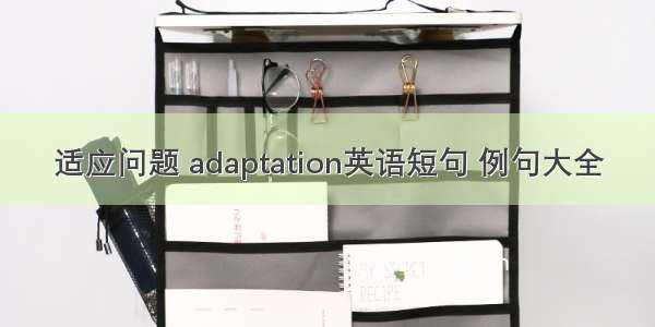 适应问题 adaptation英语短句 例句大全