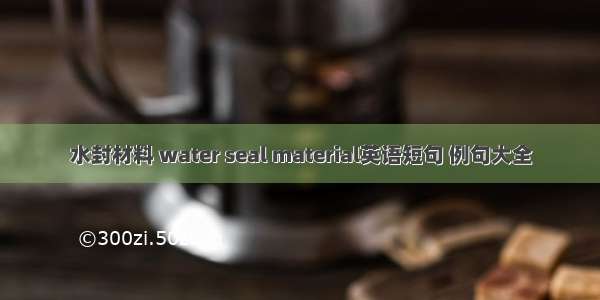 水封材料 water seal material英语短句 例句大全