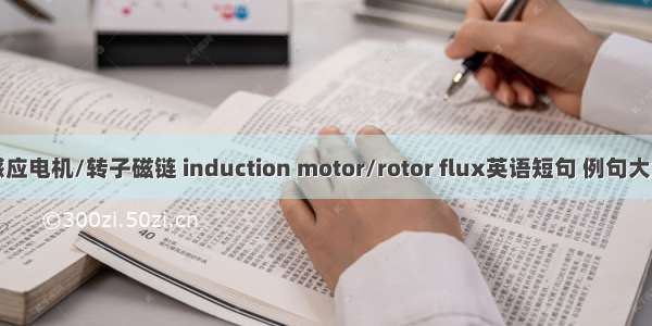 感应电机/转子磁链 induction motor/rotor flux英语短句 例句大全