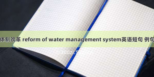 水管体制改革 reform of water management system英语短句 例句大全