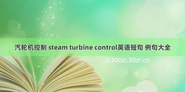 汽轮机控制 steam turbine control英语短句 例句大全