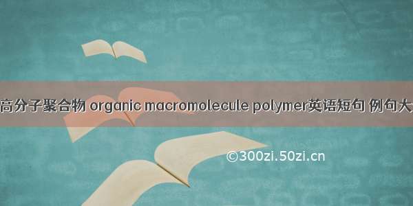有机高分子聚合物 organic macromolecule polymer英语短句 例句大全