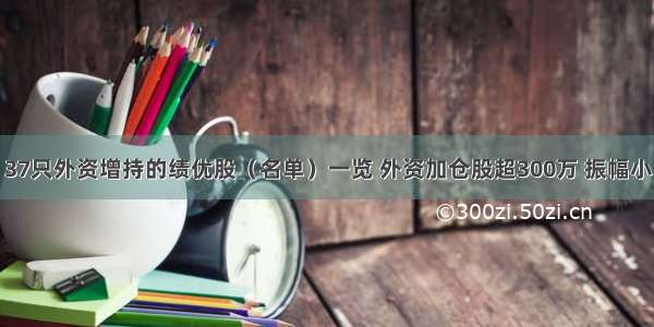 37只外资增持的绩优股（名单）一览 外资加仓股超300万 振幅小