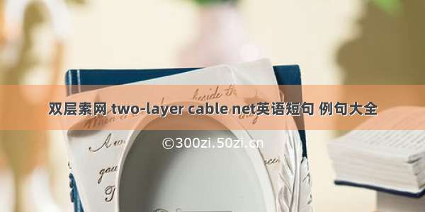 双层索网 two-layer cable net英语短句 例句大全