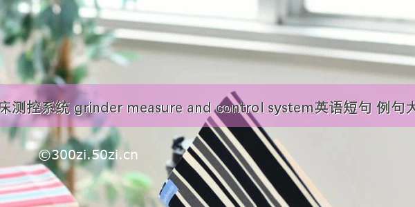 磨床测控系统 grinder measure and control system英语短句 例句大全