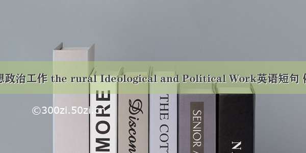 农村思想政治工作 the rural Ideological and Political Work英语短句 例句大全