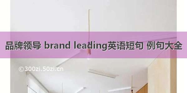 品牌领导 brand leading英语短句 例句大全