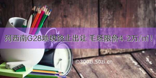 河西南G28地块终止出让 毛坯限价4.2万/㎡！