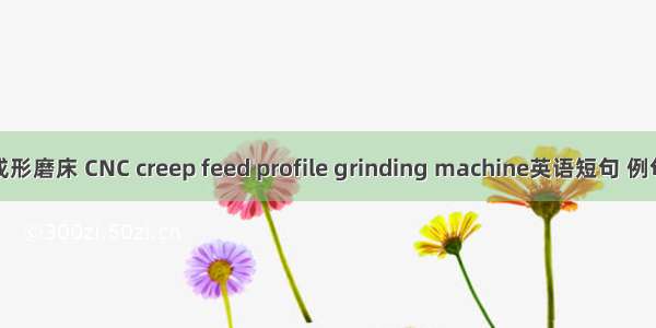 强力成形磨床 CNC creep feed profile grinding machine英语短句 例句大全