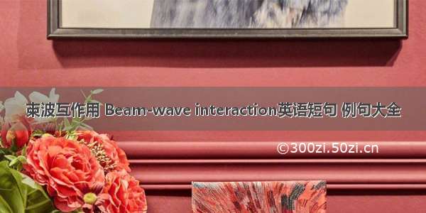 束波互作用 Beam-wave interaction英语短句 例句大全