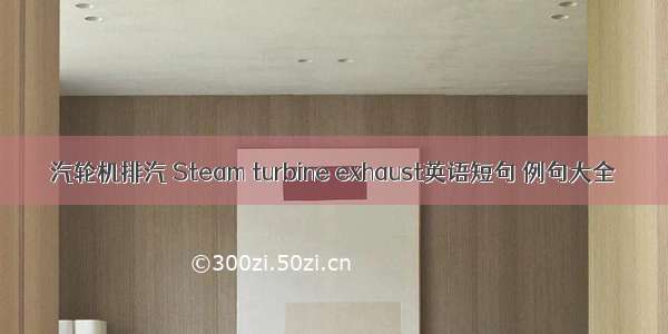 汽轮机排汽 Steam turbine exhaust英语短句 例句大全