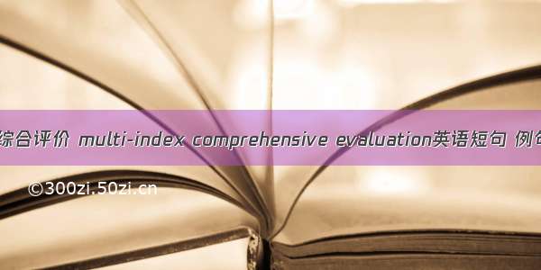 多指标综合评价 multi-index comprehensive evaluation英语短句 例句大全