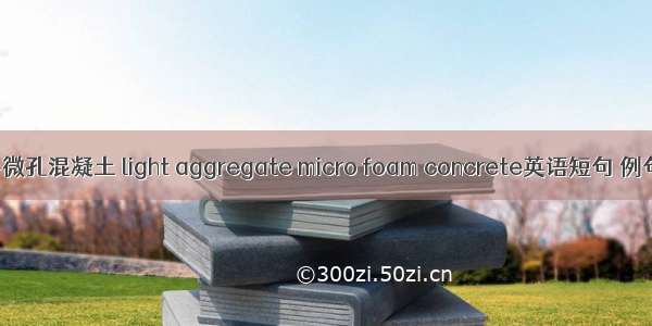 轻集料微孔混凝土 light aggregate micro foam concrete英语短句 例句大全