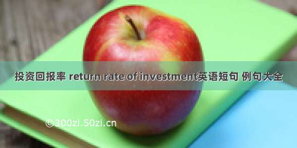 投资回报率 return rate of investment英语短句 例句大全