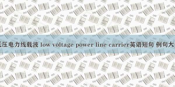 低压电力线载波 low voltage power line carrier英语短句 例句大全