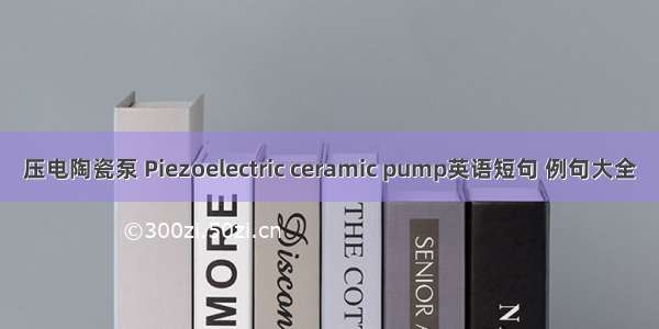 压电陶瓷泵 Piezoelectric ceramic pump英语短句 例句大全
