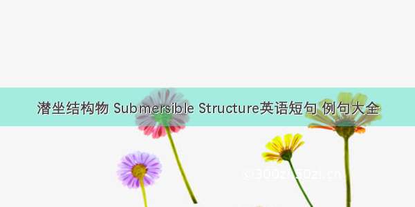 潜坐结构物 Submersible Structure英语短句 例句大全