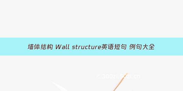 墙体结构 Wall structure英语短句 例句大全