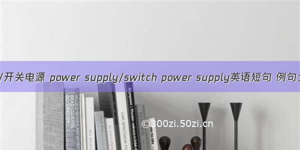 电源/开关电源 power supply/switch power supply英语短句 例句大全