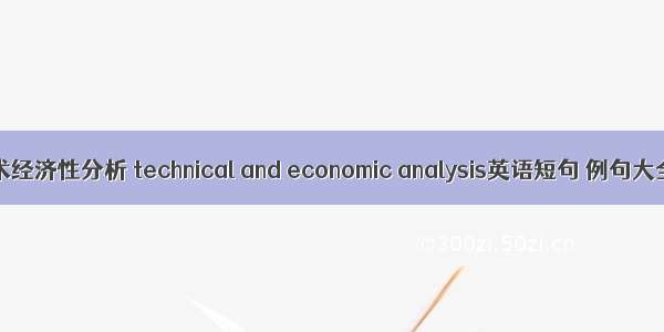 技术经济性分析 technical and economic analysis英语短句 例句大全
