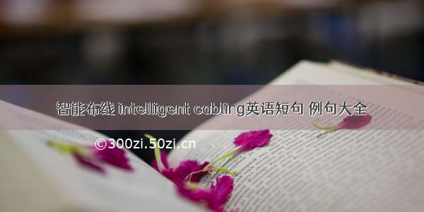 智能布线 intelligent cabling英语短句 例句大全