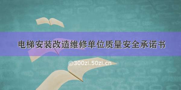 电梯安装改造维修单位质量安全承诺书