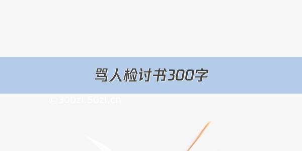 骂人检讨书300字