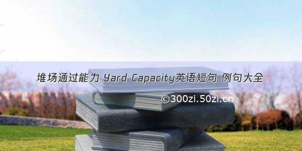 堆场通过能力 Yard Capacity英语短句 例句大全