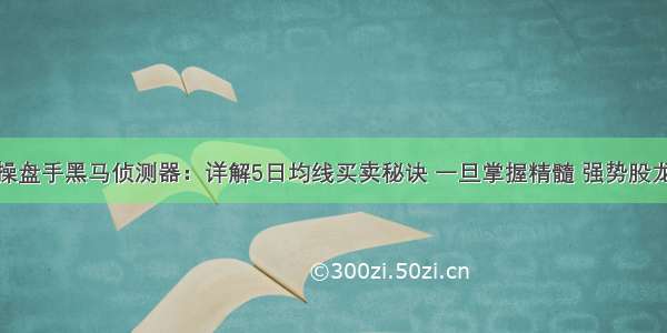 北大金融系操盘手黑马侦测器：详解5日均线买卖秘诀 一旦掌握精髓 强势股龙头股随便挑