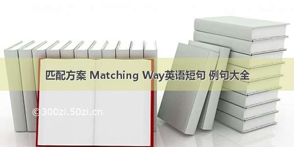 匹配方案 Matching Way英语短句 例句大全