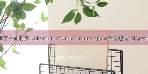 地下空间利用 utilization of underground space英语短句 例句大全
