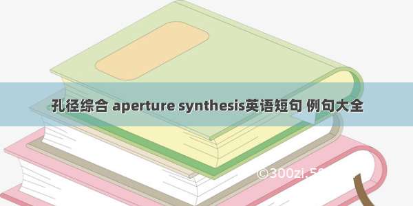 孔径综合 aperture synthesis英语短句 例句大全