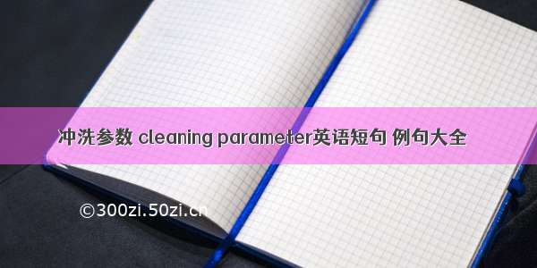 冲洗参数 cleaning parameter英语短句 例句大全