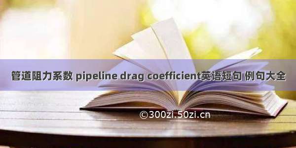 管道阻力系数 pipeline drag coefficient英语短句 例句大全