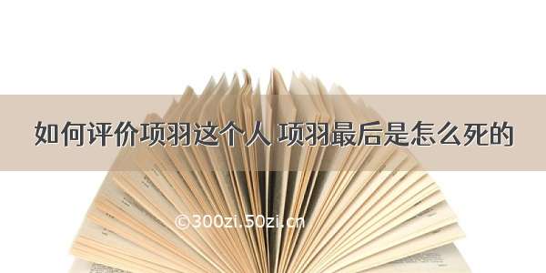 如何评价项羽这个人 项羽最后是怎么死的