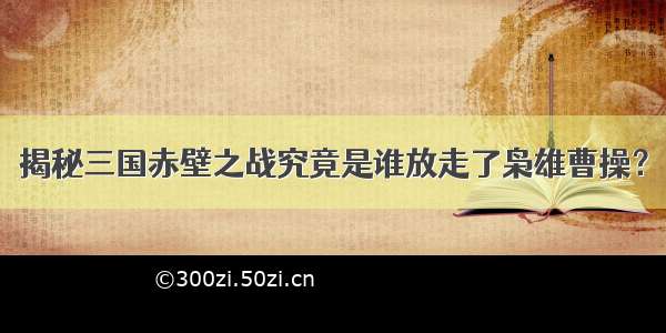 揭秘三国赤壁之战究竟是谁放走了枭雄曹操？