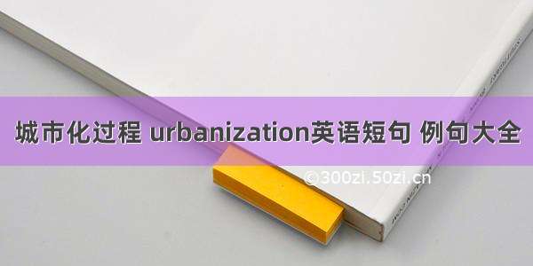 城市化过程 urbanization英语短句 例句大全