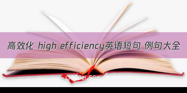 高效化 high efficiency英语短句 例句大全