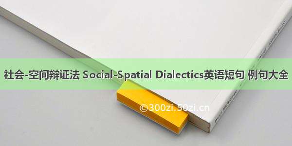 社会-空间辩证法 Social-Spatial Dialectics英语短句 例句大全